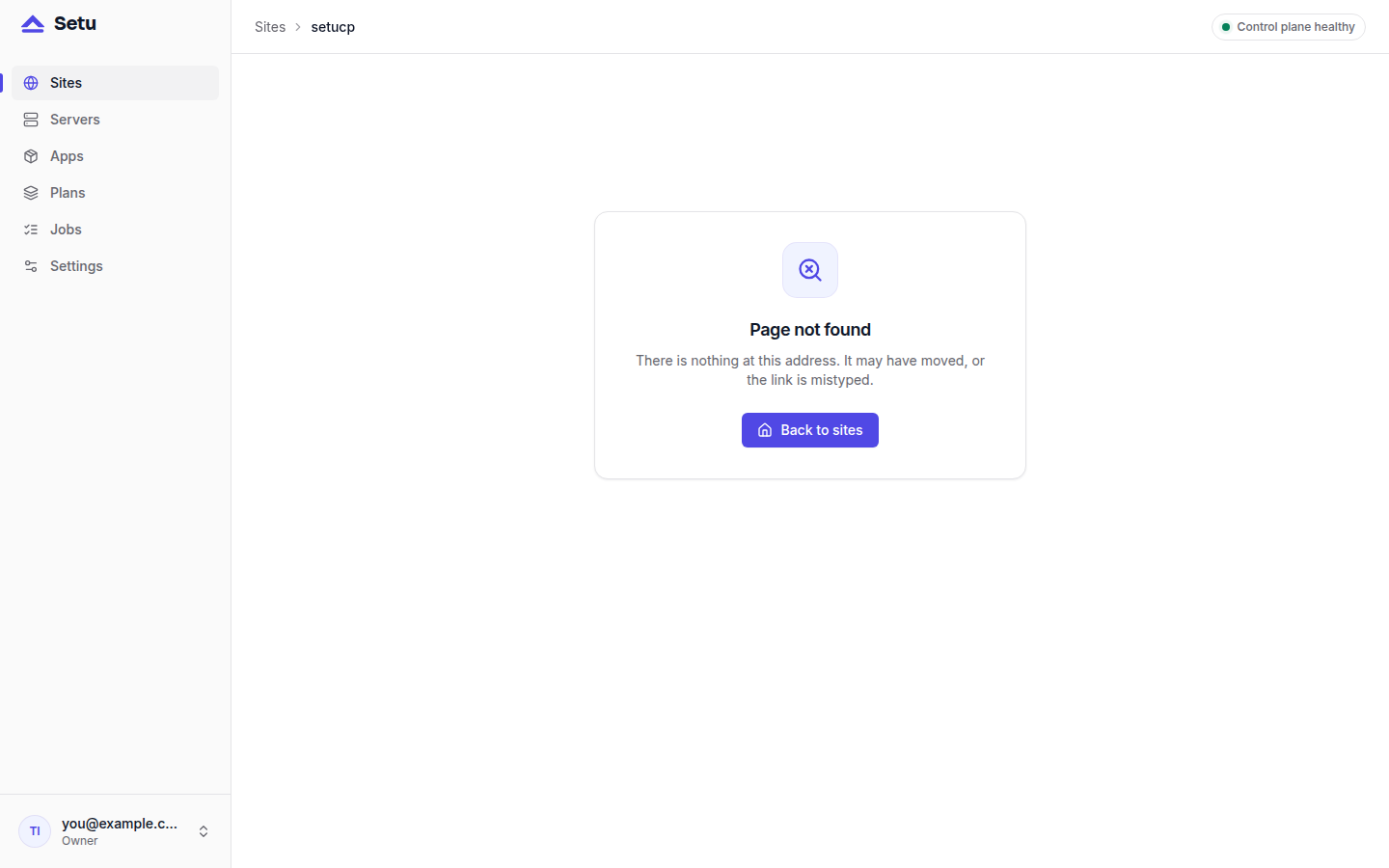 The Setu Jobs page with recent jobs and their status